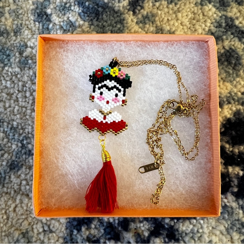 Beaded Frida Kahlo necklace